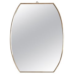 Kleiner italienischer Mid-Century-Wandspiegel mit Original-Messingrahmen, 1950er Jahre