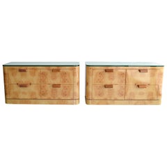 Pair of Burl Wood Art Deco Chests, Commodes or Nightstands by Cecil Hayes, USA