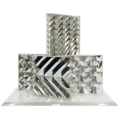 Large Abstract Vintage Lucite Acrylic Mirror Sculpture by Michael Michaeledes