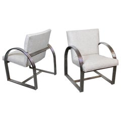 Mid-Century Deco Arm Chairs by Milo Baughman for Thayer Coggin