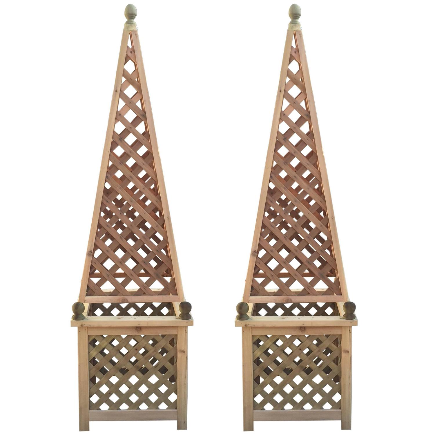 Pair of Monumental Decorative Cedar Garden Obelisks For Sale at 1stdibs