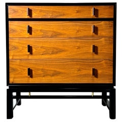 Edward Wormley Dunbar Chest of Drawers in Walnut with Rosewood & Brass Pulls