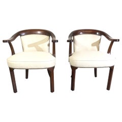 Vintage Mahogany Barrel Back Chairs Set of 2