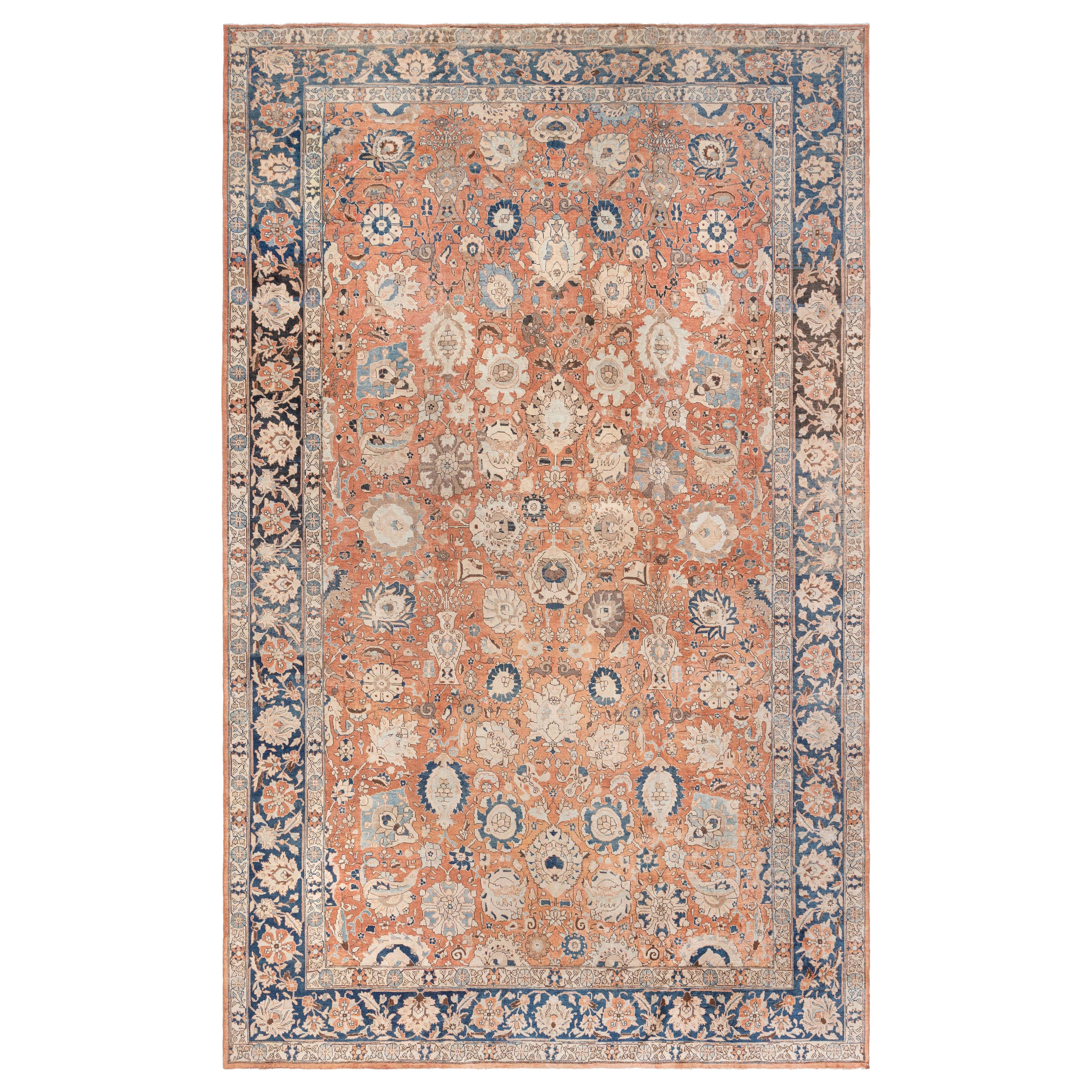 Tapis persan ancien Tabriz Botanic fait à la main Doris Leslie Blau en vente