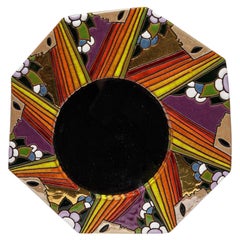 Miroir mural en céramique colorée design du 20ème siècle signé Longwy 1970