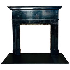 21st Century Tall Black Nero Marble Fireplace Mantelpiece