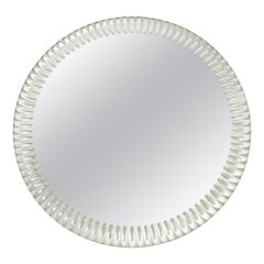 Eccezionale specchio da parete rotondo sfaccettato in Cristal Arte, Italia, anni '60