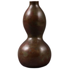 Antique Japanese Bronze Gourd Shaped Vase