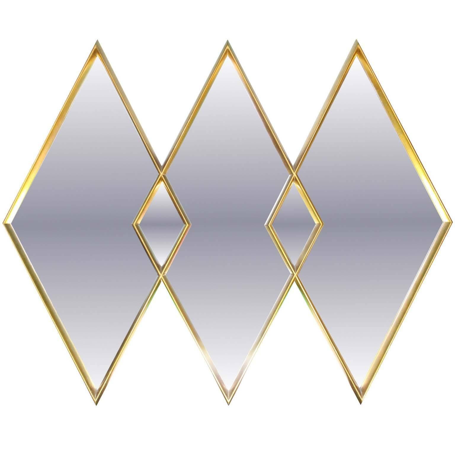 LaBarge Gilded Diamond Trio Wall Mirror