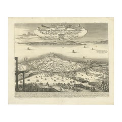 Antique Prince Henry's Naval and Land Battle during the Seven Years' War Engraved, 1667