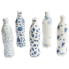 Limited Edition Set of Porcelain Blue and White Cola Bottles, Taikkun Li