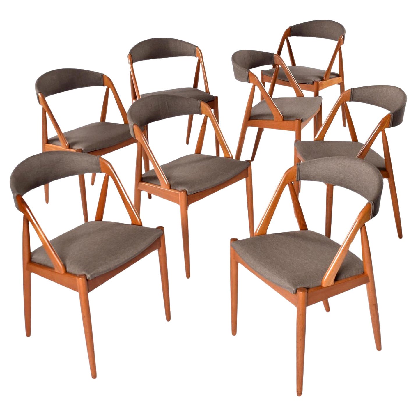 8 Kai Kristiansen Mid-Century Modern Model 31 Danish Teak Dining Chairs