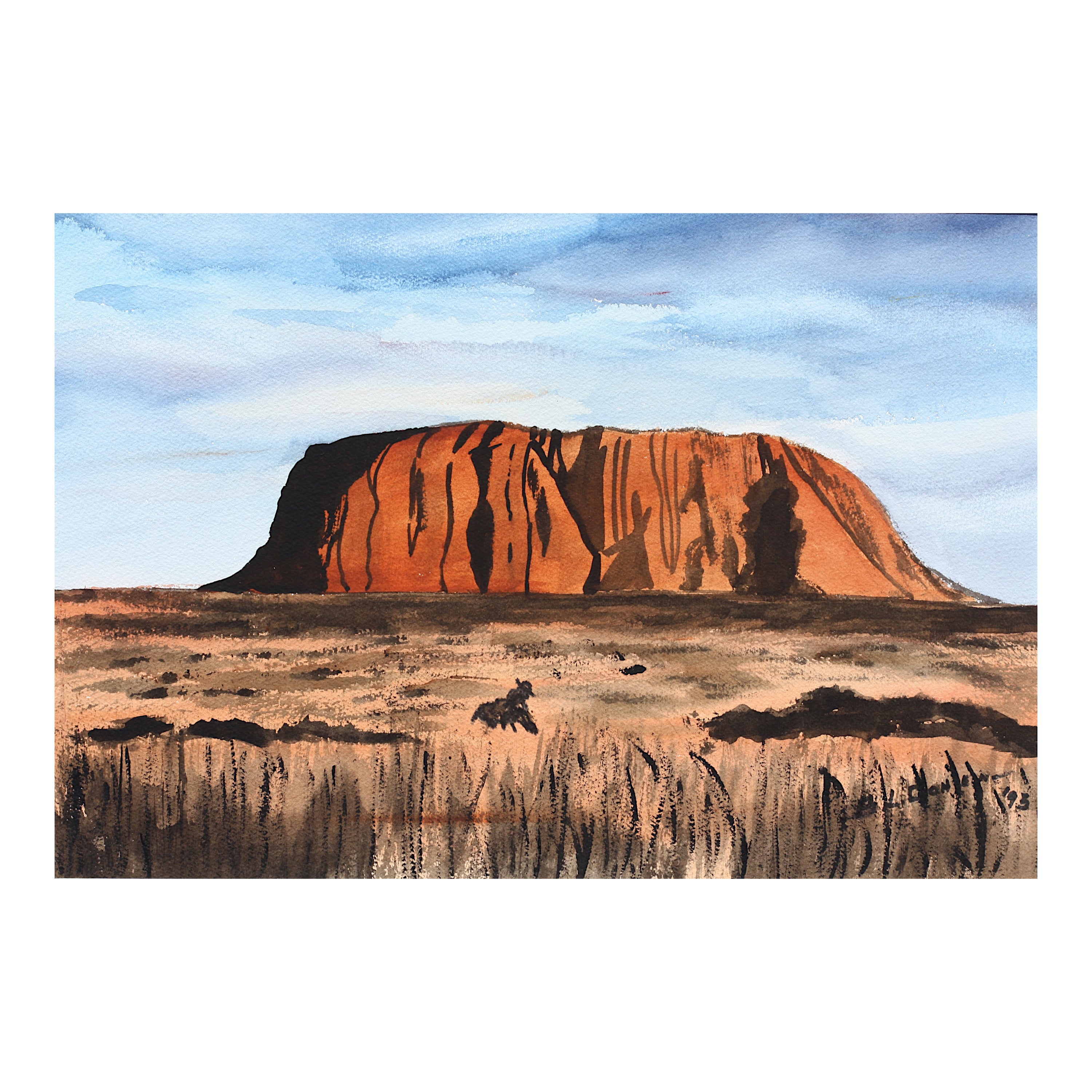 Ayers Rock, Watercolor For Sale