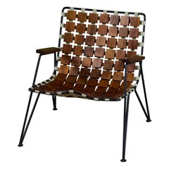 Maxwell Yellen Walnut & Wrought Iron Lounge Chair