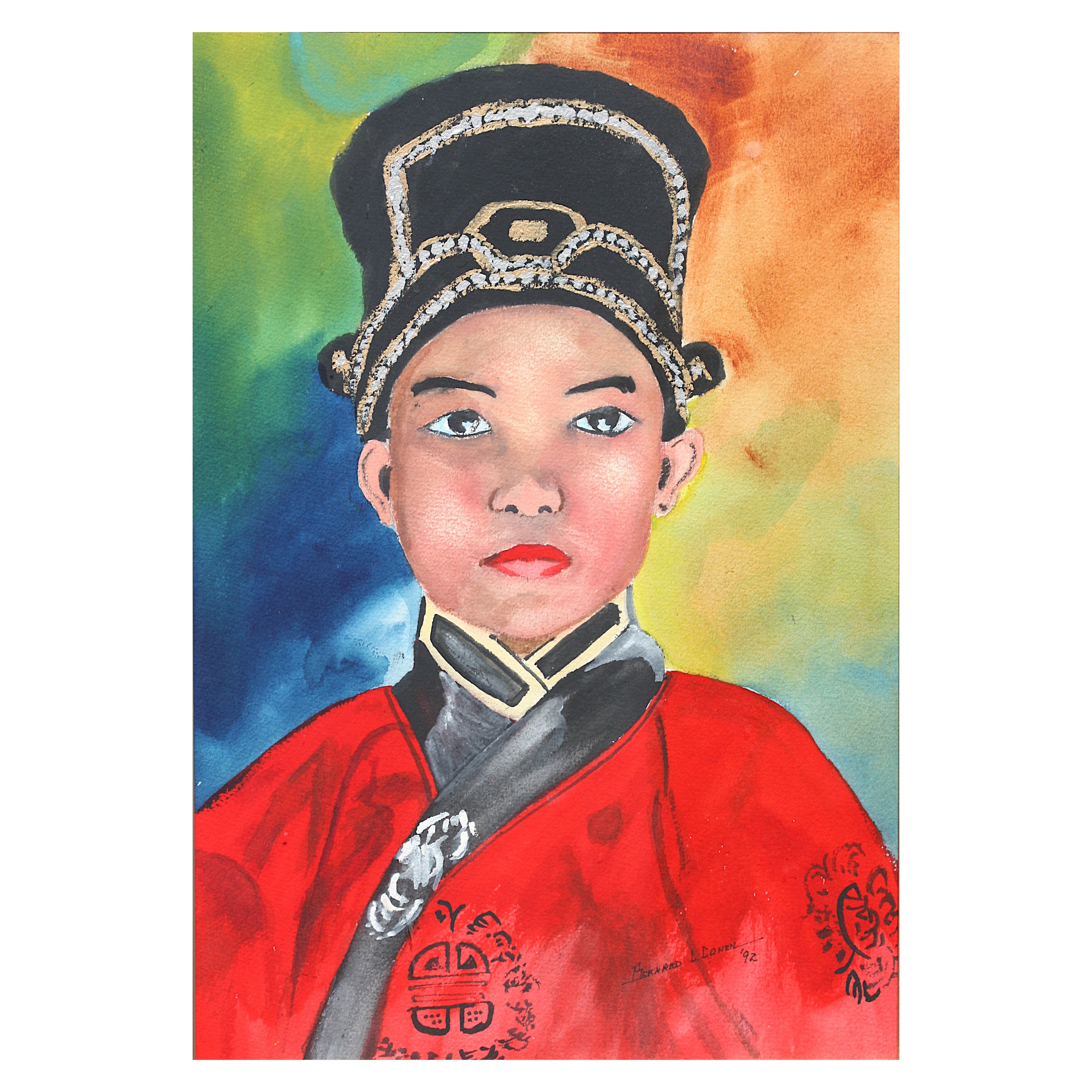 Porträt eines Mandarin-Mädchens, Aquarell