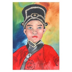 Porträt eines Mandarin-Mädchens, Aquarell