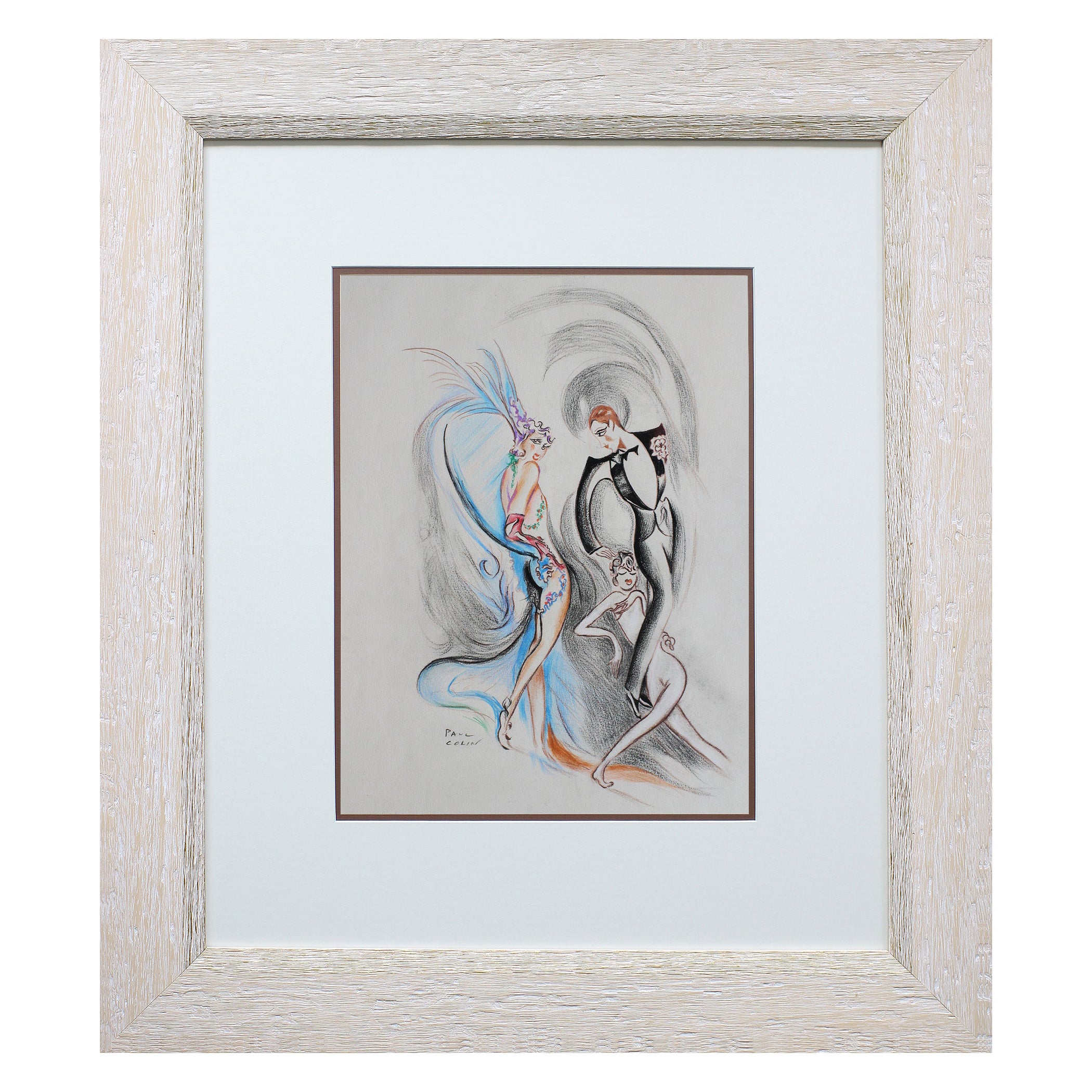 Paul COLIN - Original drawing - Couple of dancers