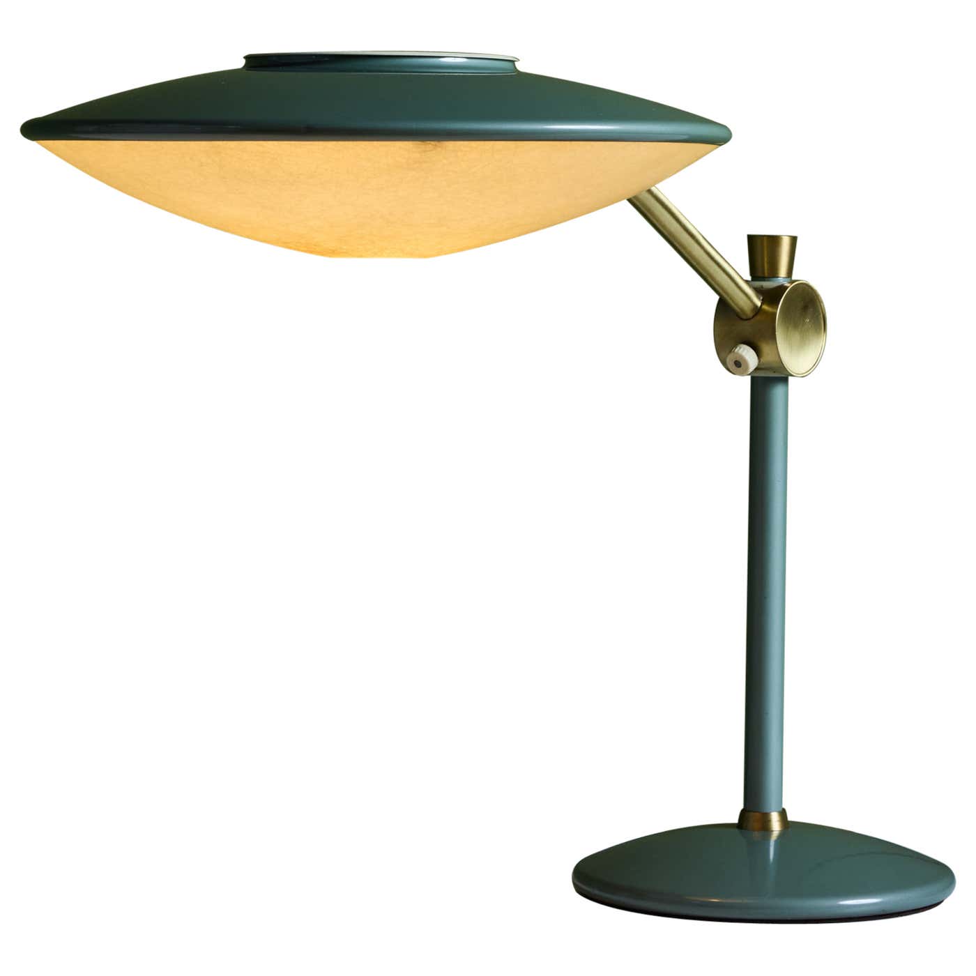 Dazor Green Enamel Desk Lamp with Brass Accent For Sale at 1stDibs