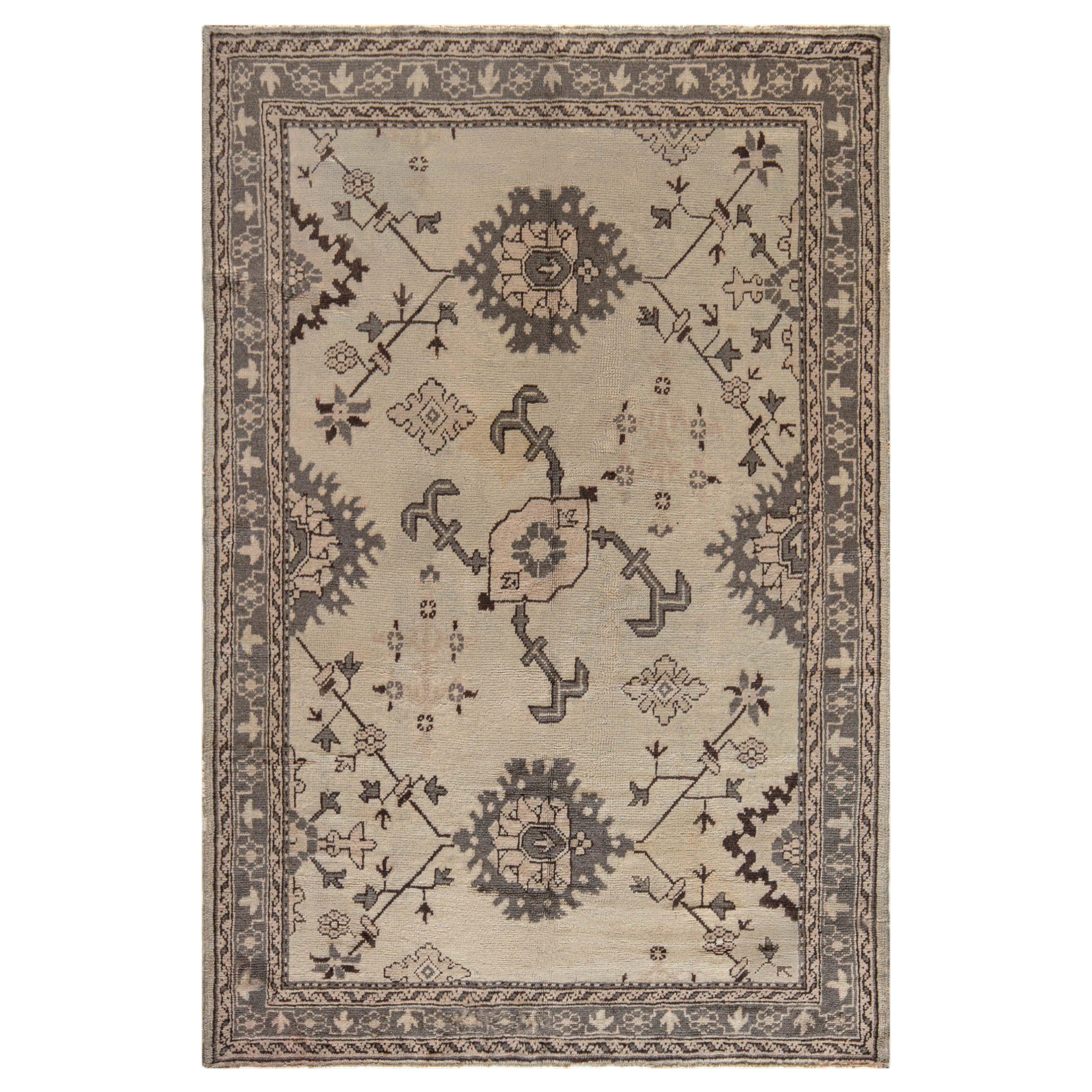 Doris Leslie Blau Alfombra botánica turca Oushak de principios del siglo XX