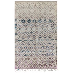 Doris Leslie Blauer marokkanischer Vintage-Teppich in Beige, Blau, Lila