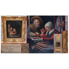 Italian Oil Painting Portrait The Peasant Meal after Frans Mieris Signed Follini