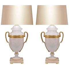 Pair of Vase Form Ormolu-Mounted Rock Crystal Quartz Lamps 2