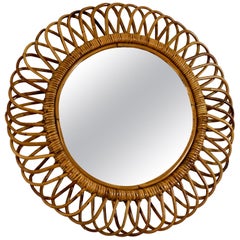 Large Rattan and Bamboo Mirror by Franco Albini for Bonacina, Italy 1960's