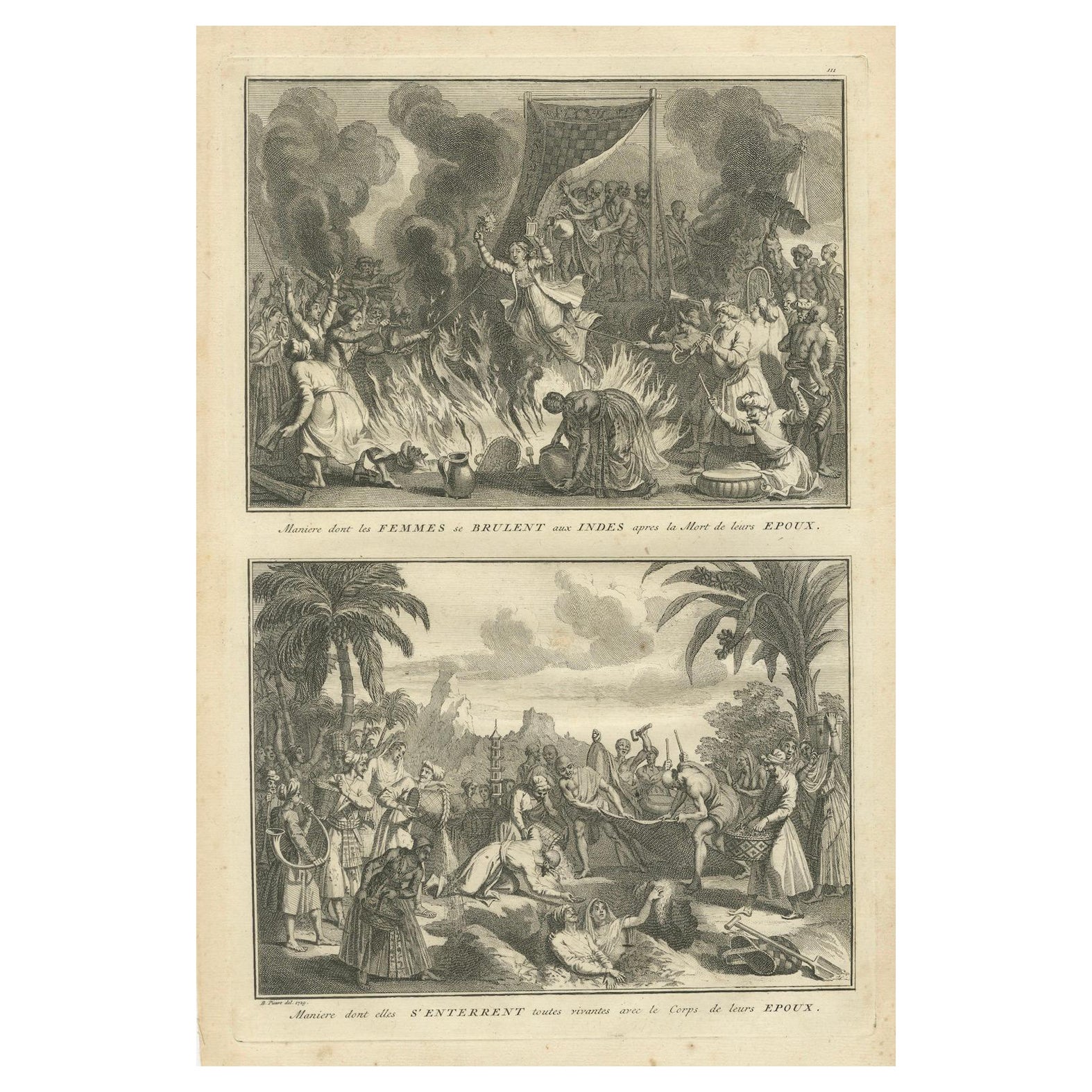 Rites Tragiques de la veuve : douanes des sati et des funérailles en Inde, 1727