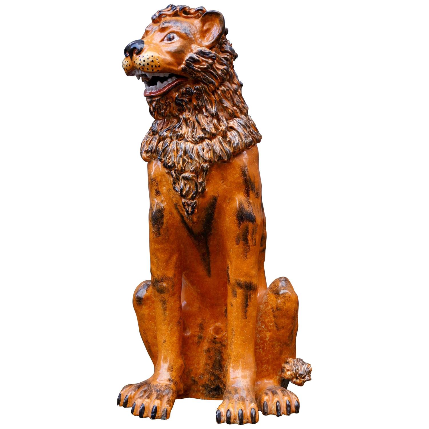 Italian Terracotta Lion Sculpture at 1stdibs