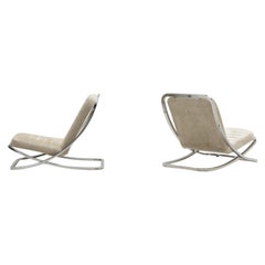 Set of 2 chrome slipper chairs, 1970s europe.