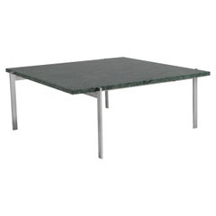 Poul Kjærholm coffee table in steel and green marble. E. Kold Christensen, 1970s
