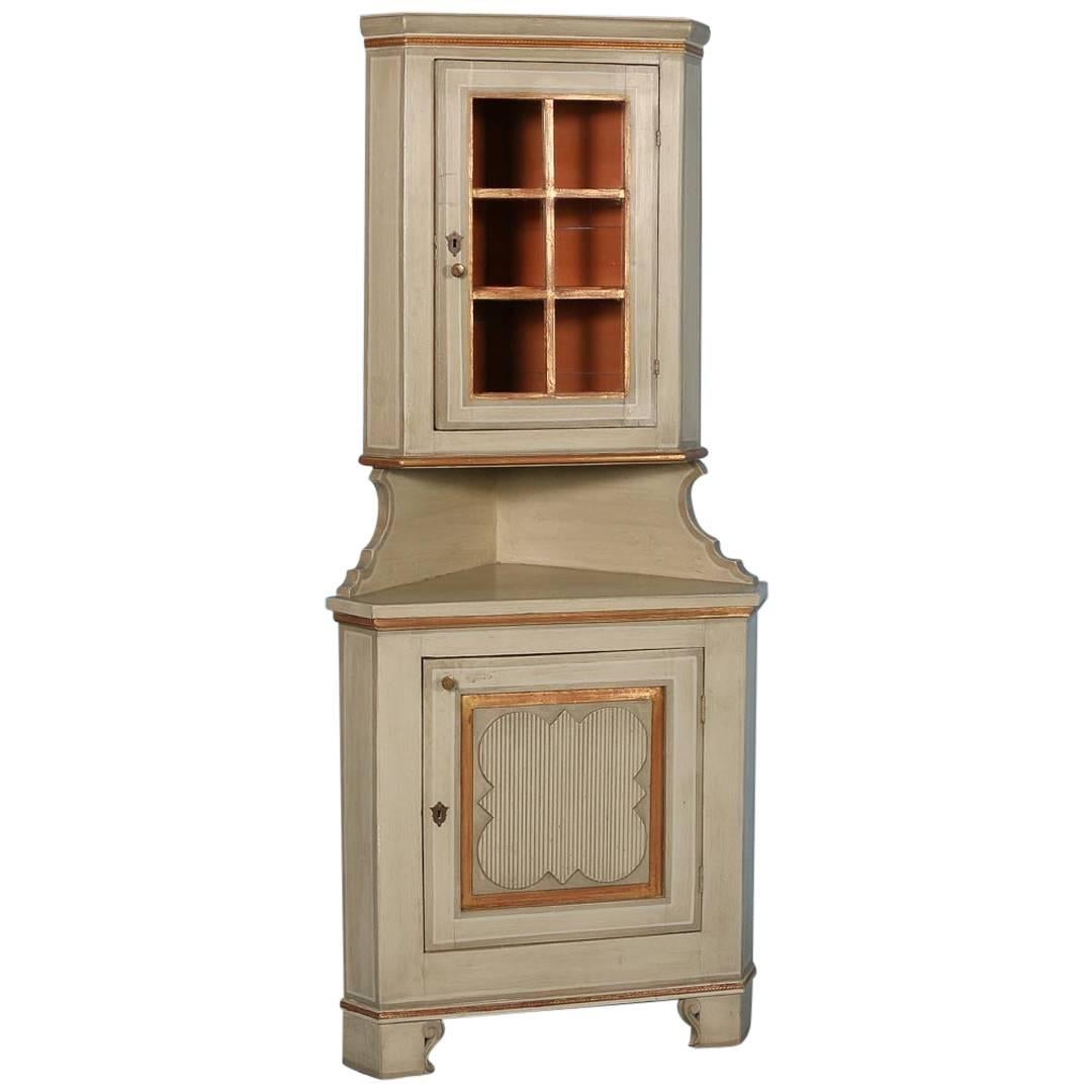 Antique Painted Corner Cabinet from Hungary, circa 1880