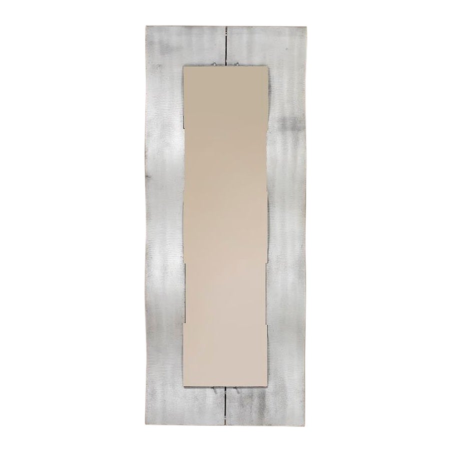 “Wave” Mirror in Chiseled Aluminum by Lorenzo Burchiellaro, Italy ca 1975 For Sale