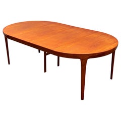 Ib Kofod Larsen Midcentury Teak Dining Table for Faarup - Round to Oval
