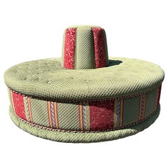 Fabulous Vintage Round Tufted Banquette Settee Lobby Ottoman Sofa