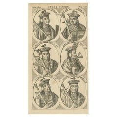 Historische Porträts von sechs Incan-Bürgern, Peru, 1752: Eine Kupferplattensammlung