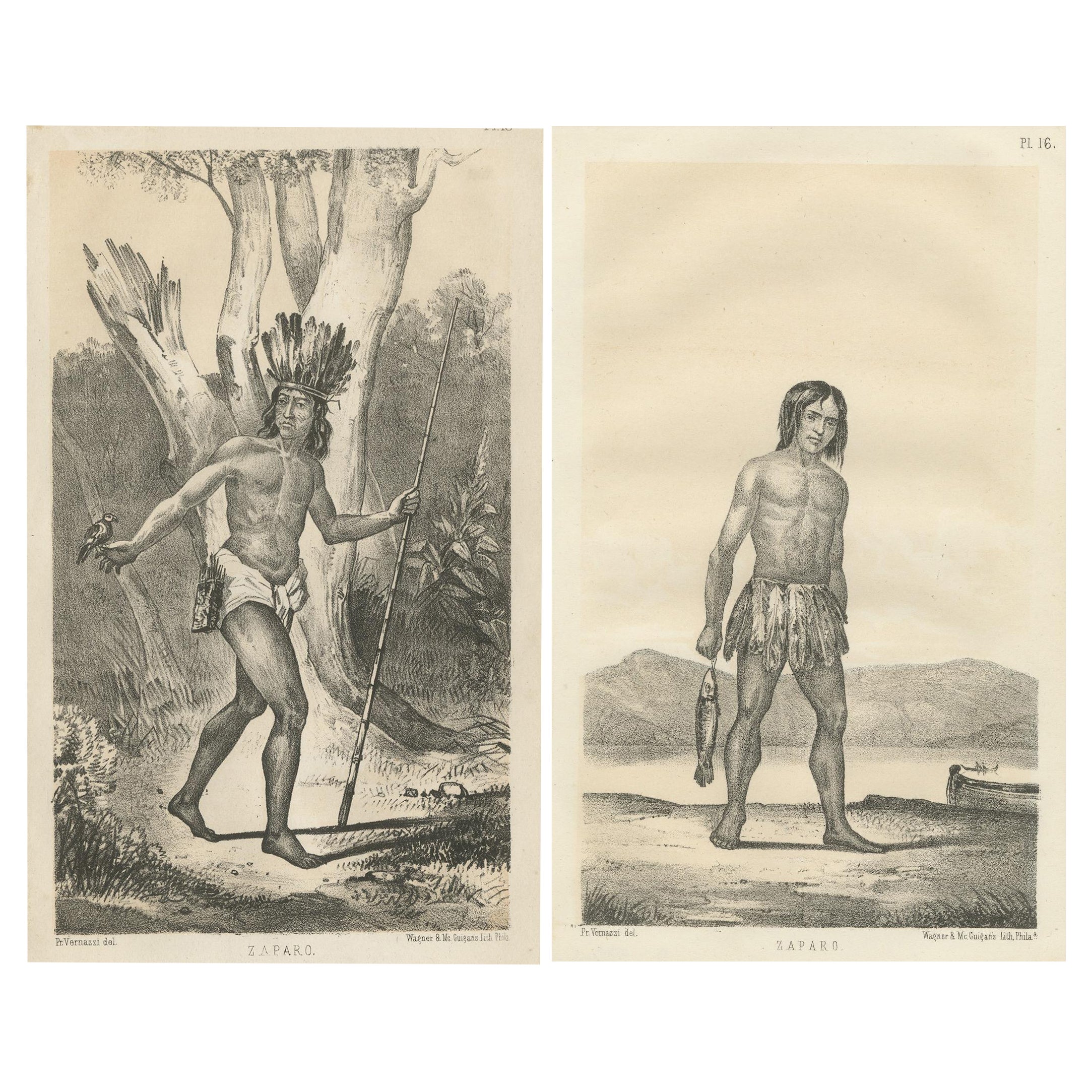 Original-Illustrationen des Zaparo-Stammes: Amazone-Exkursion, 1854