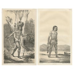 Antique Original Zaparo Tribe Illustrations: Amazon Exploration, 1854