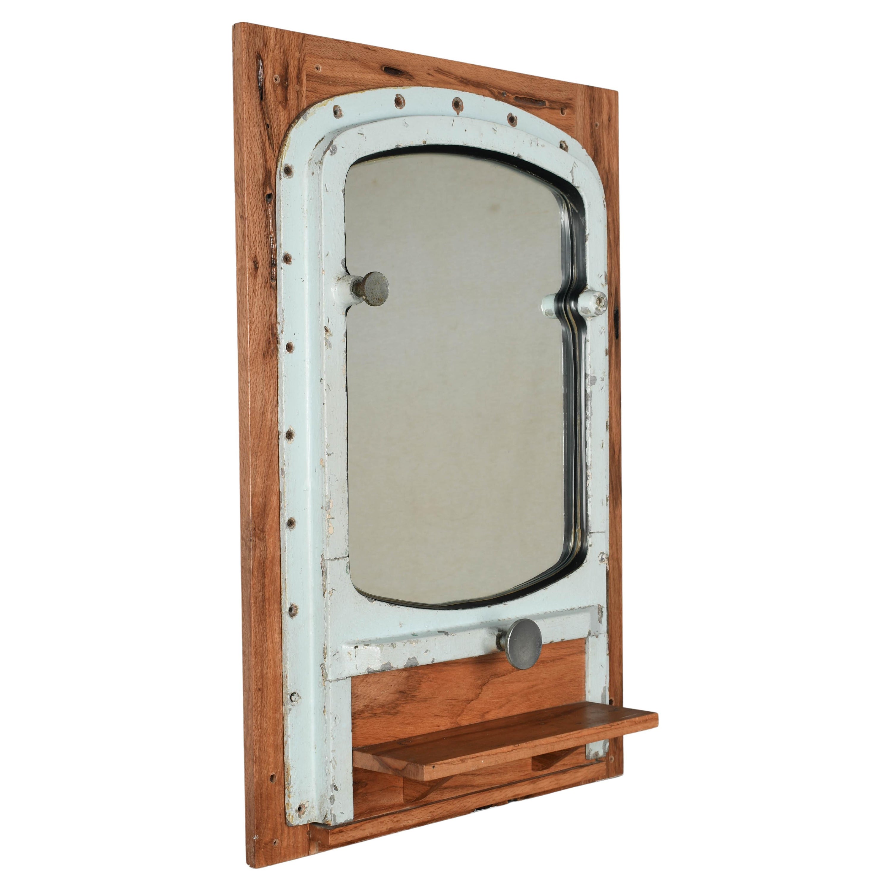 Salvaged Ship Portal Wall Mirror with Shelf