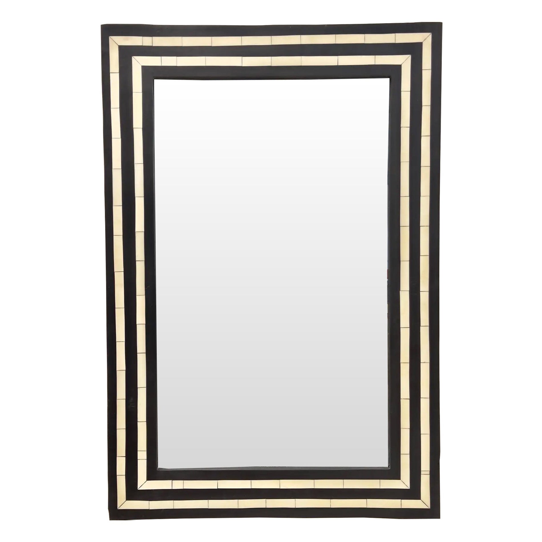 Specchio da parete o da console in resina bianca e nera in stile Art Deco Mirror