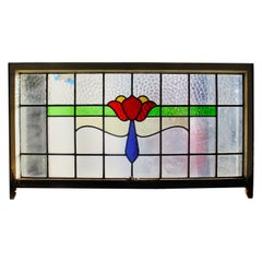 Glasiertes Fenster des frühen 20. Jahrhunderts 47" x 26"