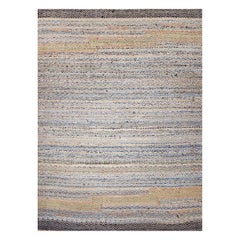 Early 20th Century Room Size American Rag Rug in Multicolor Striped Pattern