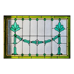 Antique Jewell Stained Glass Window 40" x 26" (vitrail)
