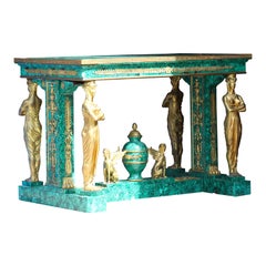 Bronzemontierter Malachit-Mitteltisch im Empire-Stil