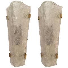 Pair of Large Venetian Murano Glass 1950s Mid-Century Sconces