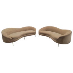 Vintage MCM Munari Style Sofa Newly Upholstered in Italian Mohair - Pair