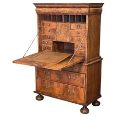 George I Secretary Bureau or Escritoire of Figured Walnut from the 18th Century