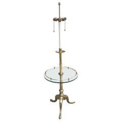 Mid-Century Stiffel Solid Brass and Glass Galleried Smokers Floor Lamp