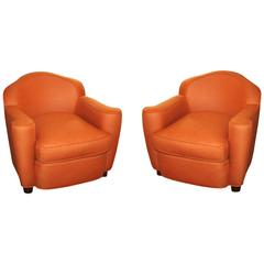Jules Leleu, Rare Pair of 1945 Club Chairs
