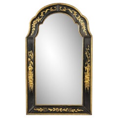Antique late 19th century French black and gold painted Chinoiserie Mirror